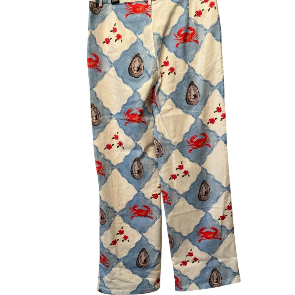 Women’s Jeans in Cream & Blue Oyster and Crab Print - Picture 2 of 4